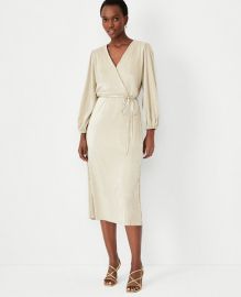 Shimmer Pleated Wrap Dress at Ann Taylor