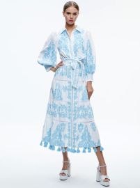 Shira Embroidered Midi Tiered Dress In Off Whitespring Sky Alice Olivia at Alice + Olivia