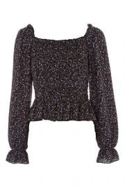 Shirred Ditsy Long Sleeve Top by Topshop at Topshop