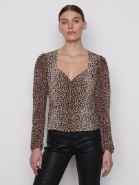 Shirred Long Sleeve Peplum Top Leopard Multi                ndash at FRAME