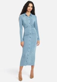 Shirred Polo Midi Dress at bebe