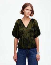 Shirred Puff-Sleeve Top in Satin at Madewell