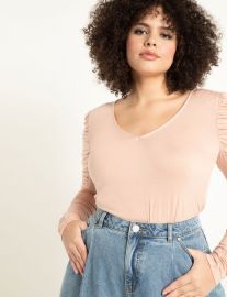 Shirred Sleeve Knit Top by Eloquii at Eloquii