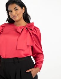 Shirred Sleeve Top with Bow by Eloquii at Eloquii