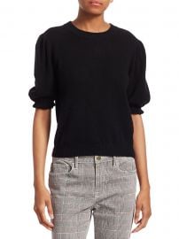 Shirred Sustainable Cashmere Puff-Sleeve Sweater at Saks Fifth Avenue