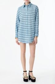 Shirt - Silk taffeta blue amp black Fashion CHANEL at Chanel