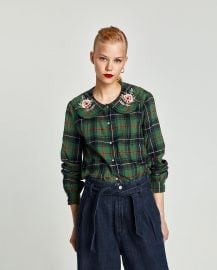 Shirt with Embroidered Collar by Zara at Zara