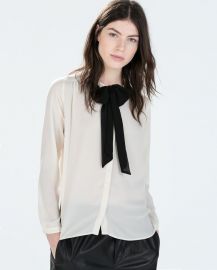 Shirt with bow collar at Zara