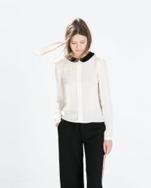 Shirt with contrasting collar at Zara