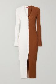 Shoko two-tone ribbed stretch-knit cardigan at Net A Porter