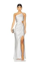 Shona Joy La Lune Asymmetrical Gathered Maxi Dress In Silver at Revolve