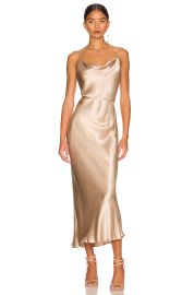 Shona Joy La Lune Bias Cowl Midi Dress in Gold at Revolve