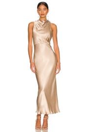 Shona Joy La Lune High Neck Midi Dress In Gold at Revolve