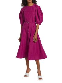 Shop 31 Phillip Lim Bleted Puff-Sleeve Godet Midi-Dress at Saks Fifth Avenue