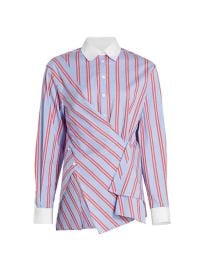 Shop 31 Phillip Lim Draped Front Stripe Asymmetrical Shirt at Saks Fifth Avenue