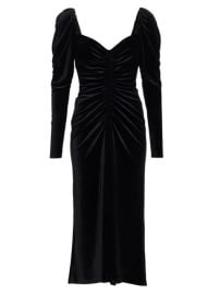 Shop ALC Chamberlain Puff-Sleeve Velvet Midi Dress at Saks Fifth Avenue