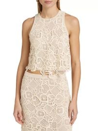 Shop ALC Lena Geometric Lace Cotton Tank Top at Saks Fifth Avenue