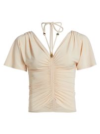 Shop ALC Nina Ruched Bead-Embellished Top at Saks Fifth Avenue