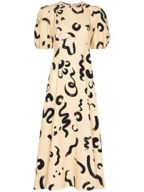 Shop ALEMAIS brushstroke-print midi dress with Express Delivery - at Farfetch