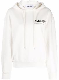 Shop AMBUSH logo-print drawstring hoodie with Express Delivery - at Farfetch