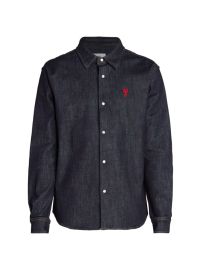 Shop AMI Paris Ami De Coeur Button-Down Denim Shirt at Saks Fifth Avenue