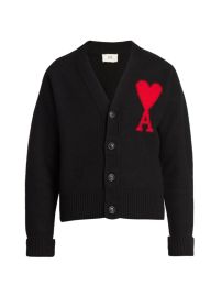 Shop AMI Paris Embroidered Wool Cardigan at Saks Fifth Avenue