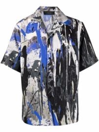 Shop AMIRI paint-splatter bowling shirt with Express Delivery - at Farfetch