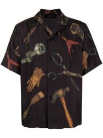 Shop AMIRI tool-print short-sleeve silk shirt with Express Delivery - at Farfetch