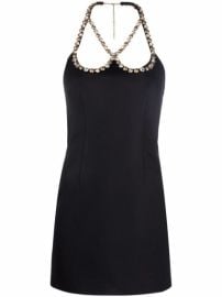 Shop AREA crystal-heart halterneck mini dress with Express Delivery - at Farfetch