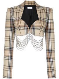 Shop AREA embellished cropped blazer with Express Delivery - at Farfetch