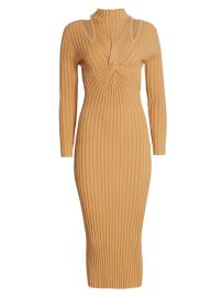 Shop Acler Collins Rib Twist Midi Dress at Saks Fifth Avenue