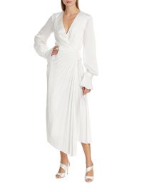 Shop Acler Cresta Satin Wrap Midi-Dress at Saks Fifth Avenue