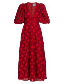 Shop Acler Hamilton Graphic Puff-Sleeve Midi Dress at Saks Fifth Avenue