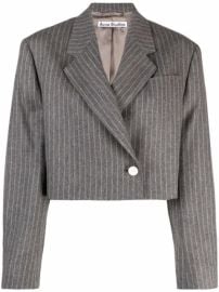 Shop Acne Studios cropped asymmetric striped blazer with Express Delivery - at Farfetch