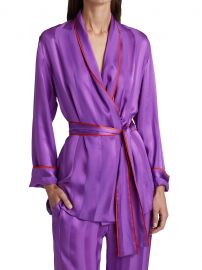 Shop Adriana Iglesias Waldorf Piped Silk Pajama Top at Saks Fifth Avenue