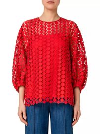 Shop Akris punto Dot Guipere Blouse at Saks Fifth Avenue