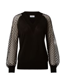 Shop Akris punto Mesh Sleeve V-Neck Sweater at Saks Fifth Avenue