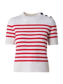 Shop Akris punto Striped Wool-Cashmere Short-Sleeve Sweater at Saks Fifth Avenue