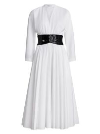 Shop Alaa Belted Long-Sleeve Cotton Midi-Dress at Saks Fifth Avenue