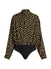 Shop Alaa Polka Dot Silk High-Neck Body Shirt at Saks Fifth Avenue