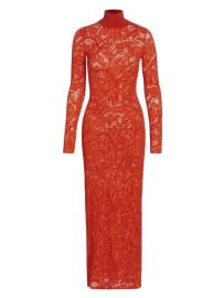 Shop Alaa Stretch lace Collared Bodycon Maxi Dress at Saks Fifth Avenue