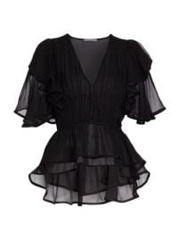 Shop Alberta Ferretti Pleated Chiffon Blouse at Saks Fifth Avenue