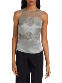 Shop Alberta Ferretti Satin amp Lace Pullover Tank at Saks Fifth Avenue