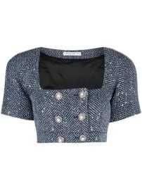 Shop Alessandra Rich cropped double-breasted blazer with Express Delivery - at Farfetch