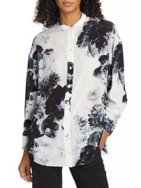 Shop Alexander McQueen Chiaroscuro Cocoon-Sleeve Silk Shirt at Saks Fifth Avenue