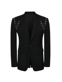 Shop Alexander McQueen Eyelet Harness Wool Slim-Fit Jacket at Saks Fifth Avenue