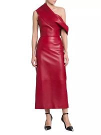 Shop Alexander McQueen Leather One-Shoulder Midi-Dress Saks Fifth Avenue at Saks Fifth Avenue