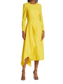 Shop Alexander McQueen Long-Sleeved Draped Midi-Dress at Saks Fifth Avenue