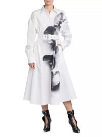 Shop Alexander McQueen Poplin Orchid Midi-Shirtdress at Saks Fifth Avenue