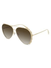 Shop Alexander McQueen Rebellion 63MM Metal Pilot Sunglasses at Saks Fifth Avenue